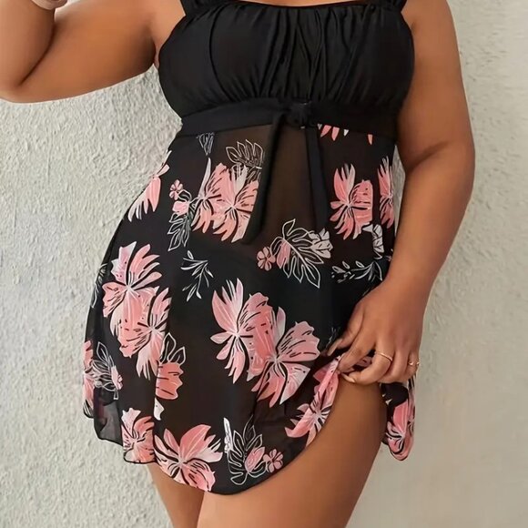 Women's Plus Size Two Piece Sexy Tankini Swimsuit Bathing Suit Swimwear 16W -20W - Picture 4 of 11